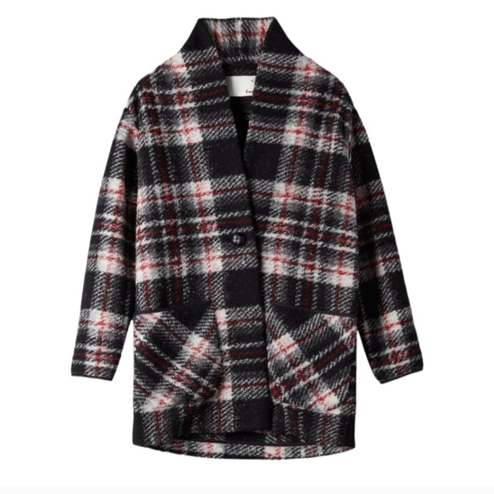 Aritzia Wilfred Free Off Duty Jacket XS Wool Plaid Barn Coat